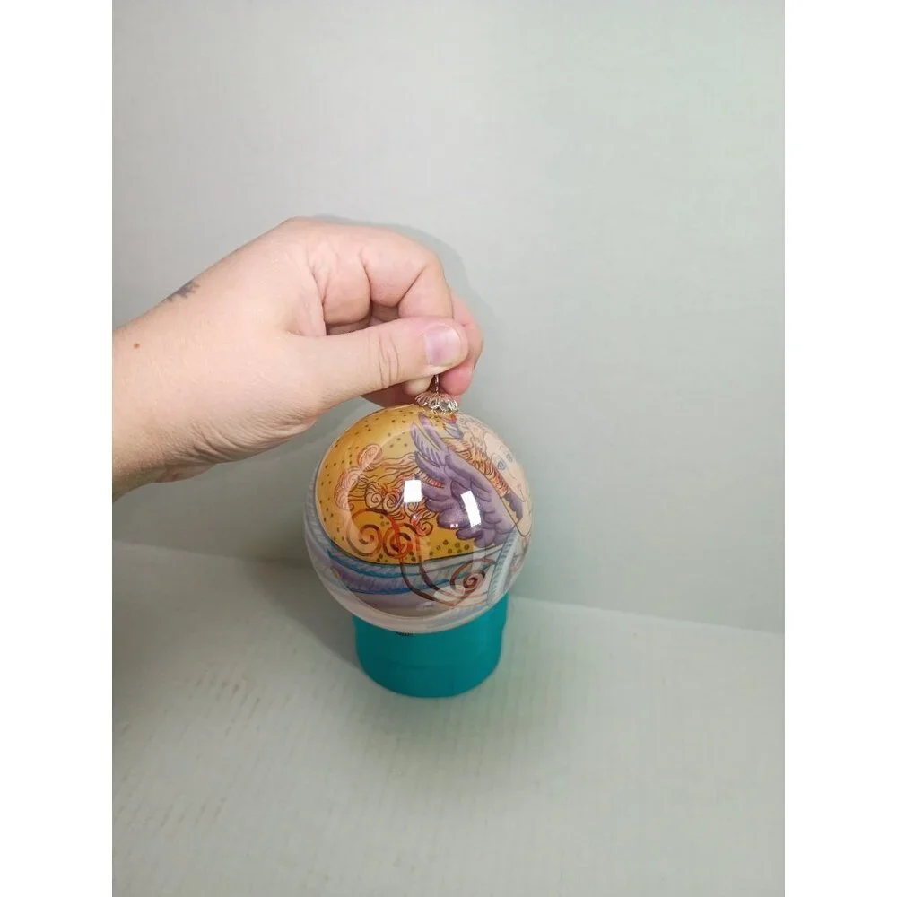 2006 PIER 1 Li Bien ANGEL Glass Ball Christmas Ornament Reverse Painted